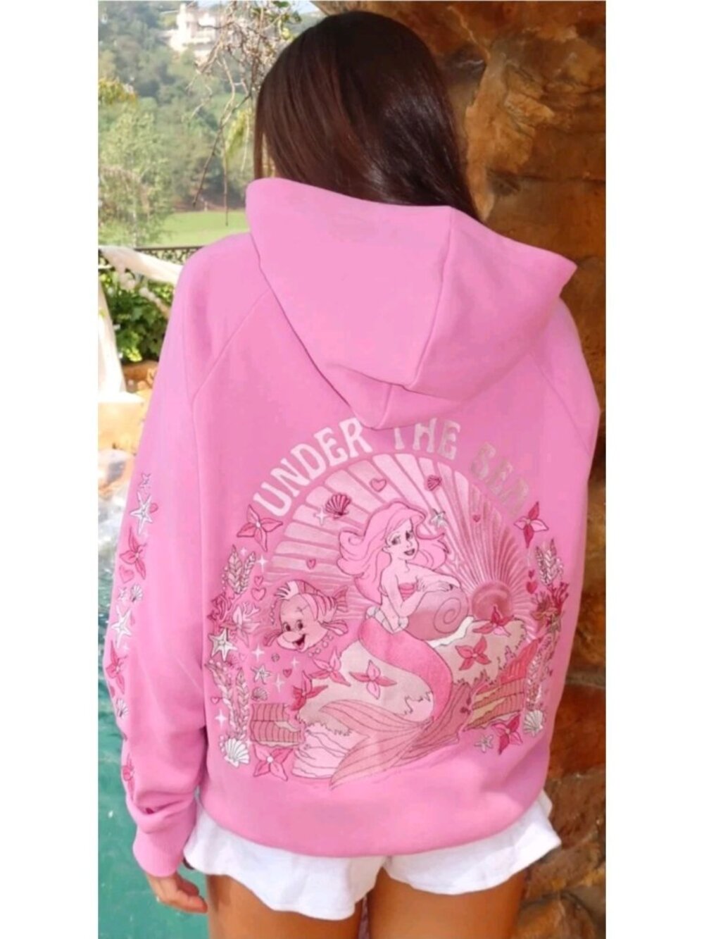 Pink Palm Puff Under The Sea Disney Ariel Pink Hoodie - Picture 8 of 11